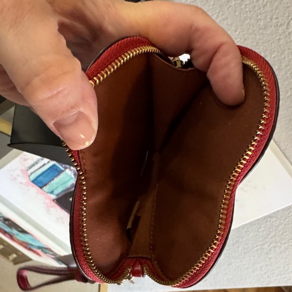 Coach Heart-Shaped Coin Purse in Brown and Red - Picture 5 of 6